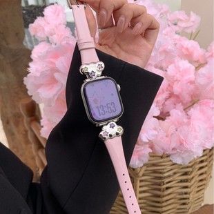 星星皓石漆皮质表带适用苹果手表iwatchs987表带applewatchse