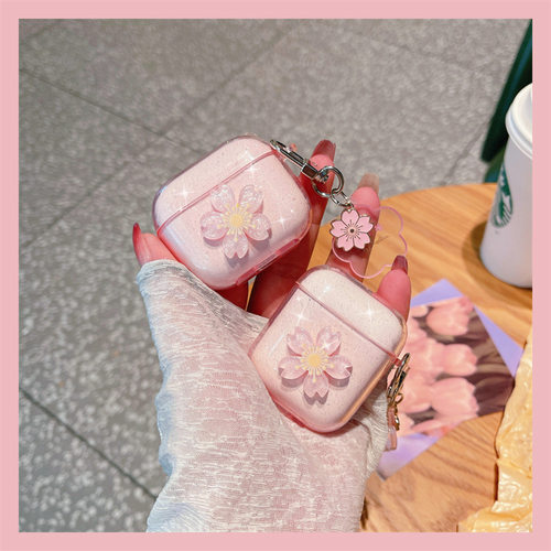 ins樱花闪粉适用airpods pro保护套2/3代苹果蓝牙耳机软壳女