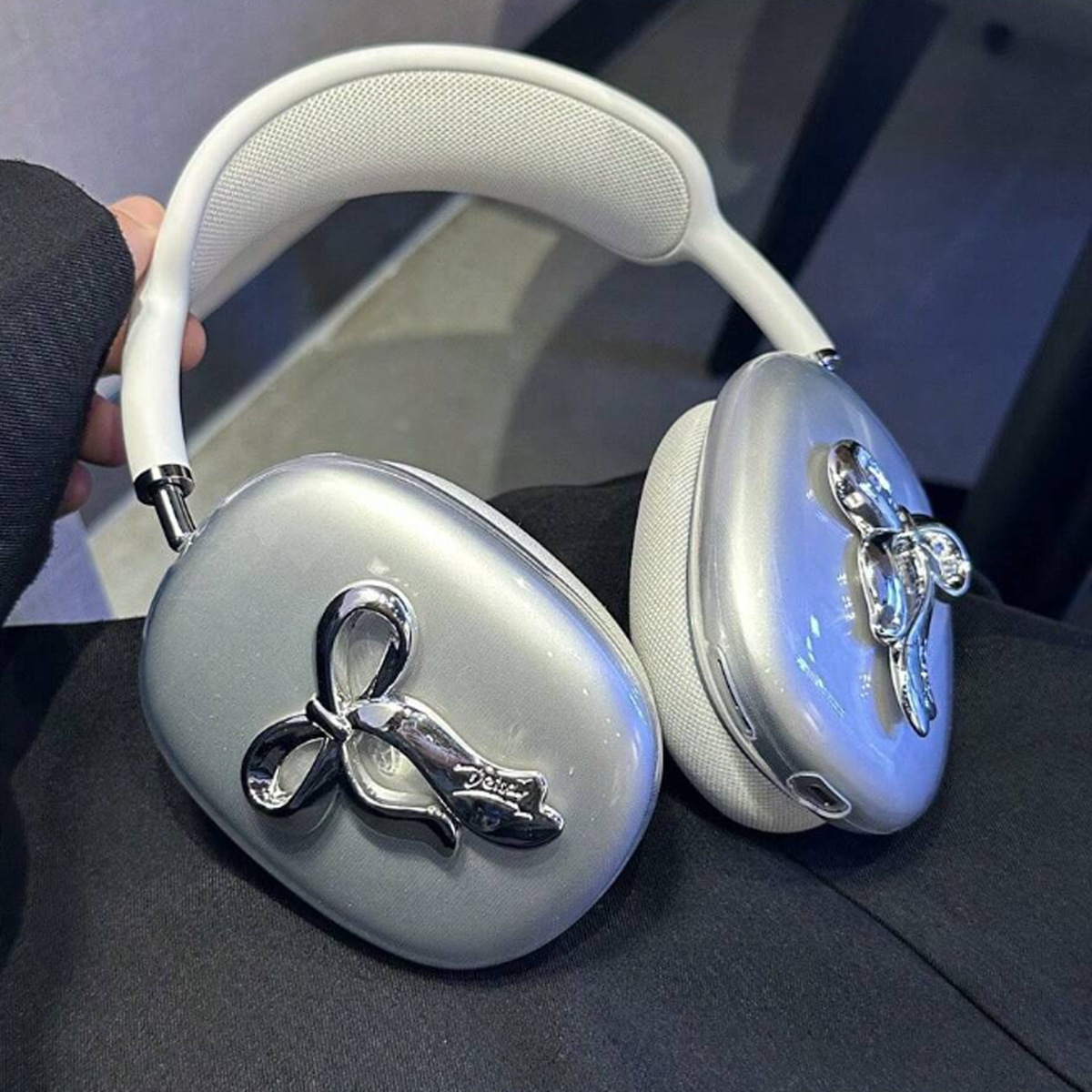 电镀蝴蝶结适用苹果airpods max保护套头戴式装饰耳机保护壳airpods