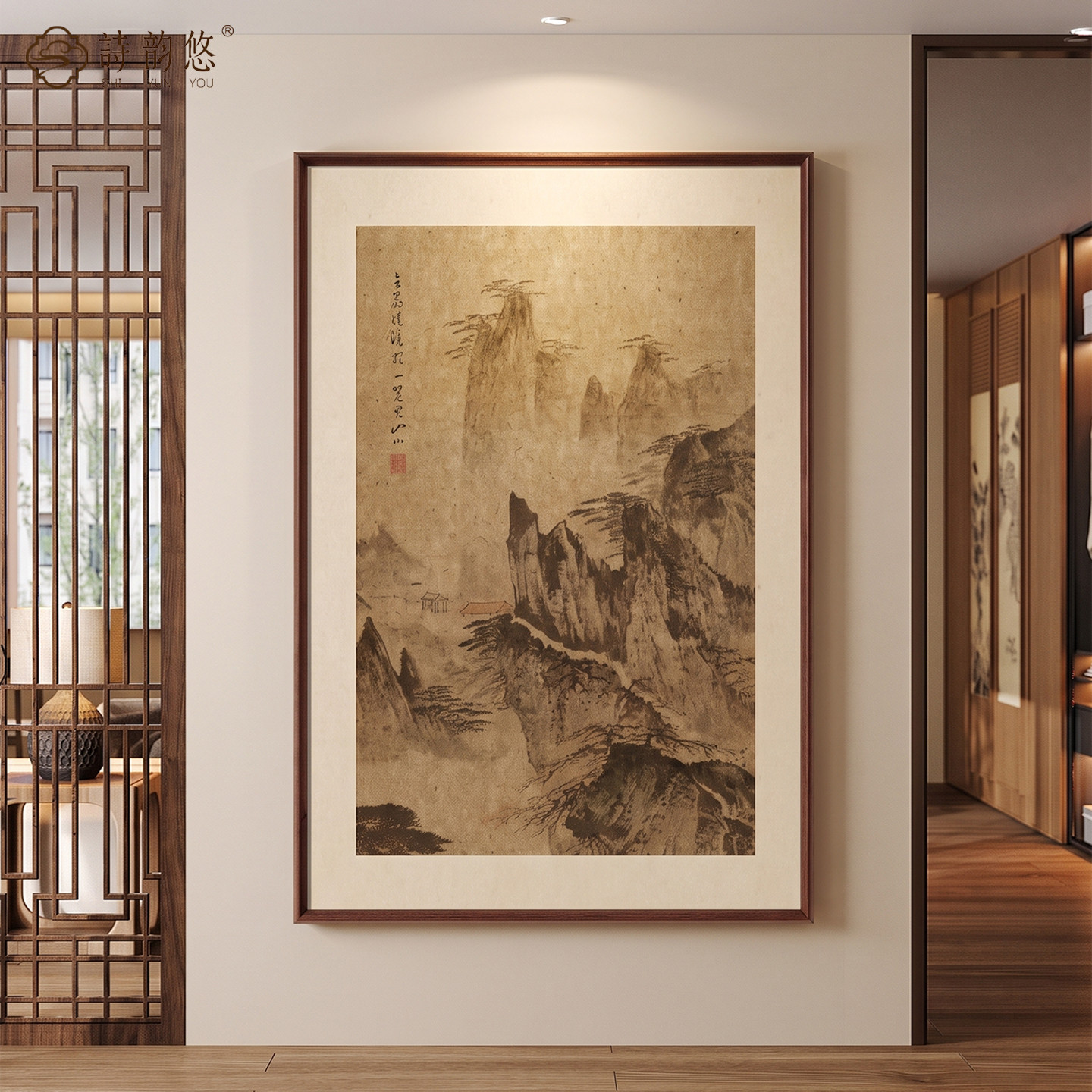 新中式山水画走廊过道挂画