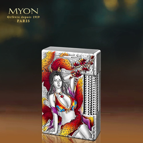 新品【MYON】勉牌爵士待机王M5九尾狐镀银立体浮雕工艺煤油打火机