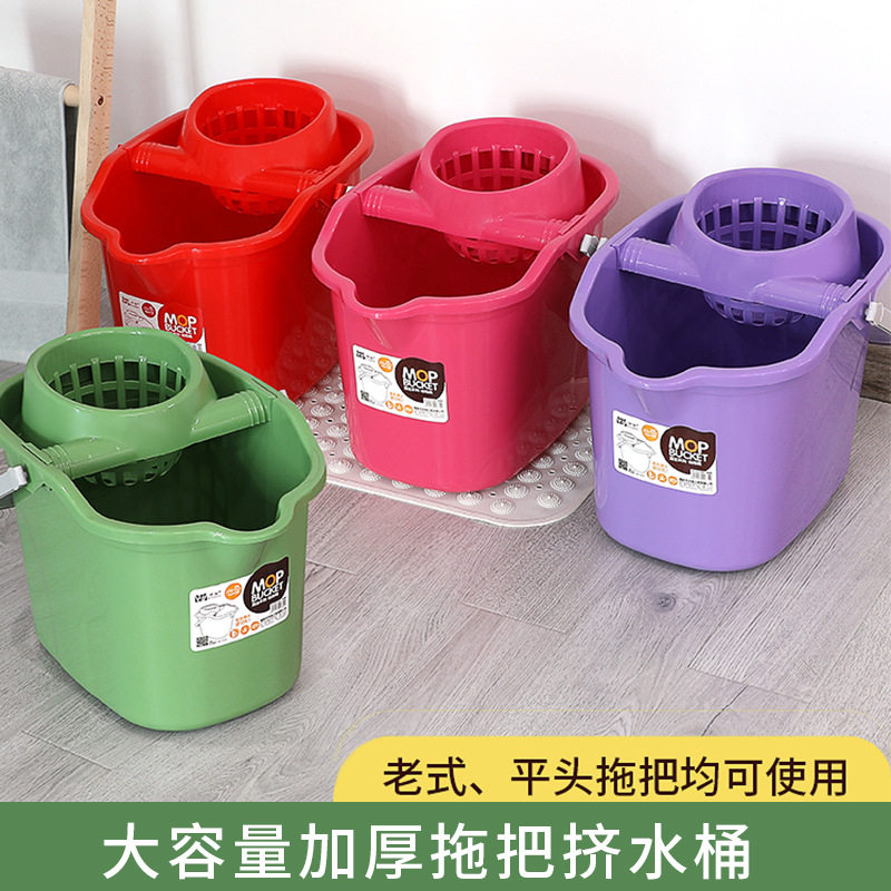 拖把桶家用加厚加大号洗墩布挤水拖地水桶带轮带沥水篮手压地拖桶图片