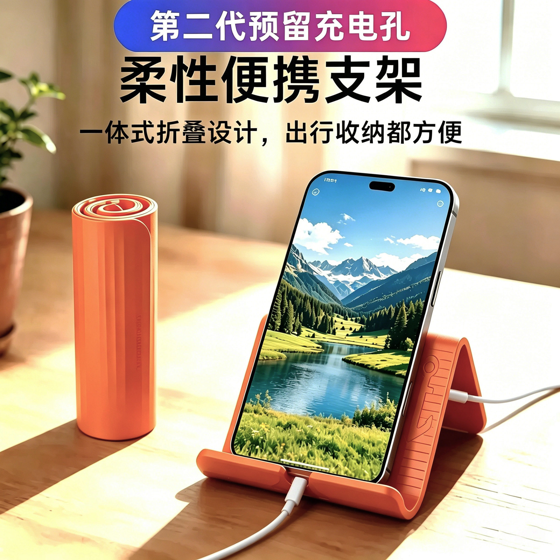 可调折叠吸盘手机平板架