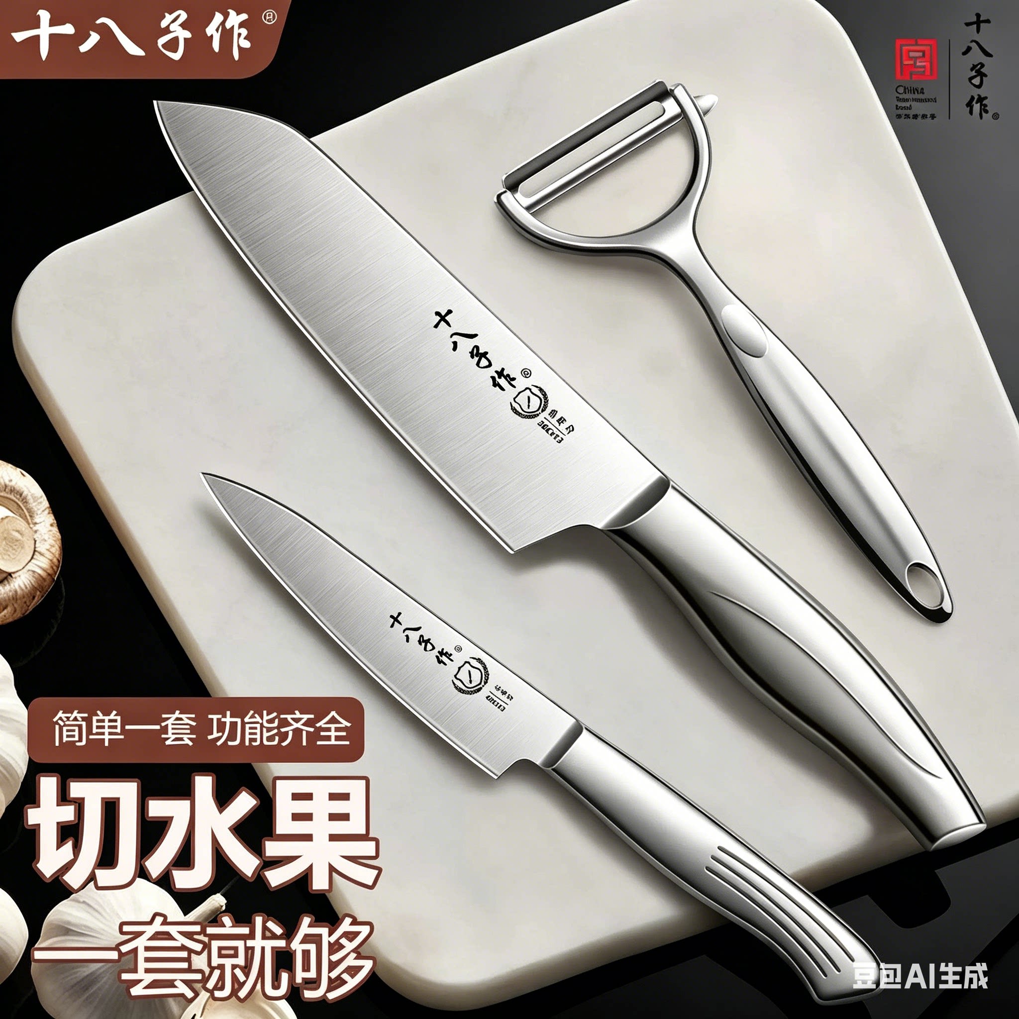 十八子作全钢水果刀家用切西瓜刀