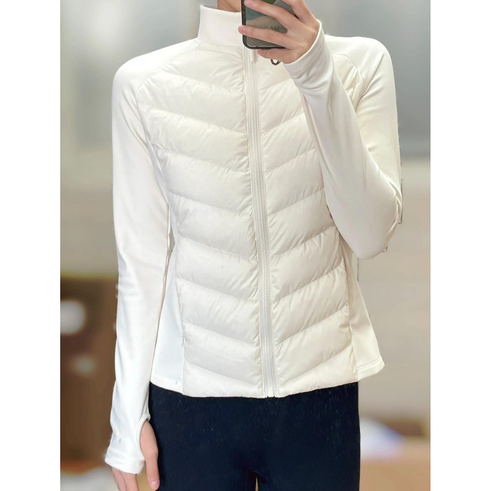 白色轻薄排骨羽绒服女冬季2025新款保暖内胆修身短款运动瑜伽上衣