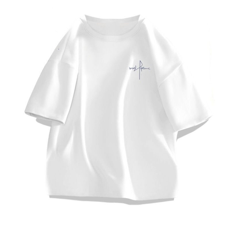 潮牌短袖重磅T恤宽松美式风白色短袖男T恤纯棉字母百搭休闲上衣