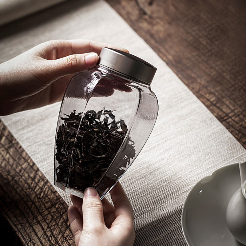 日式玻璃密封小号茶叶罐随身