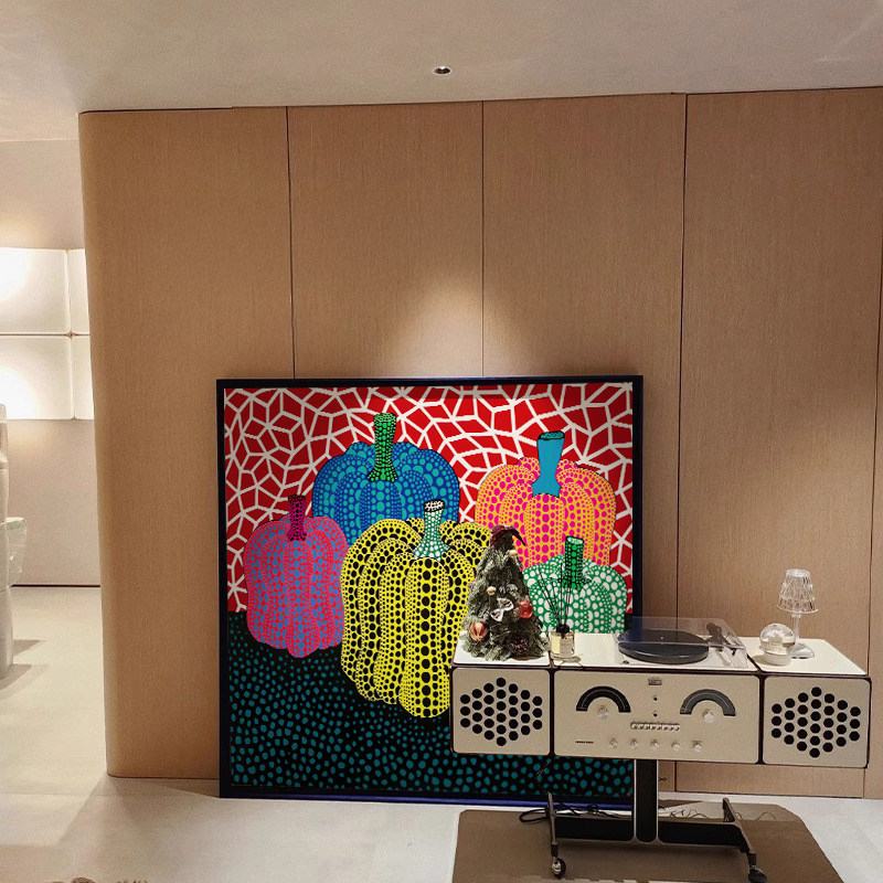 草间弥生波点艺术南瓜客厅挂画轻奢高级感餐厅玄关卧室酒店壁画