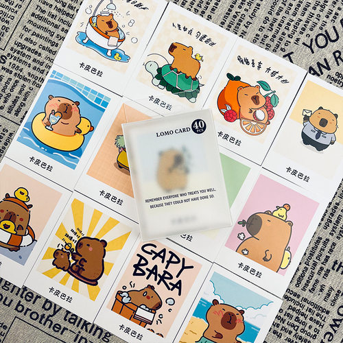卡皮巴拉LOMO卡40张capybara水豚高清卡通可爱周边拍立得留言卡片