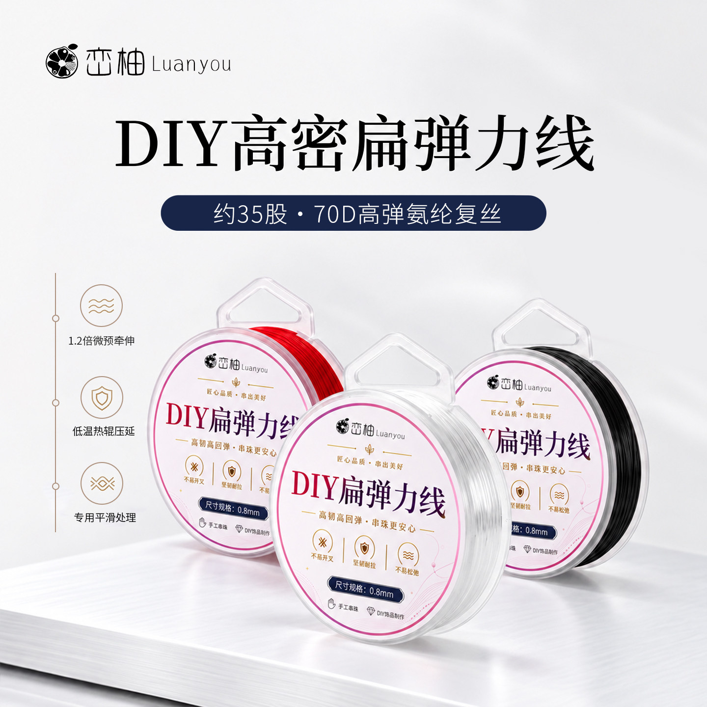 进口耐磨扁丝弹力线(80米足米)										