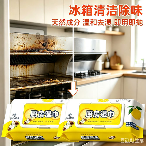 【拍一发三】冰箱清洁湿巾多用途清洁湿巾厨房油烟机去油污JM2