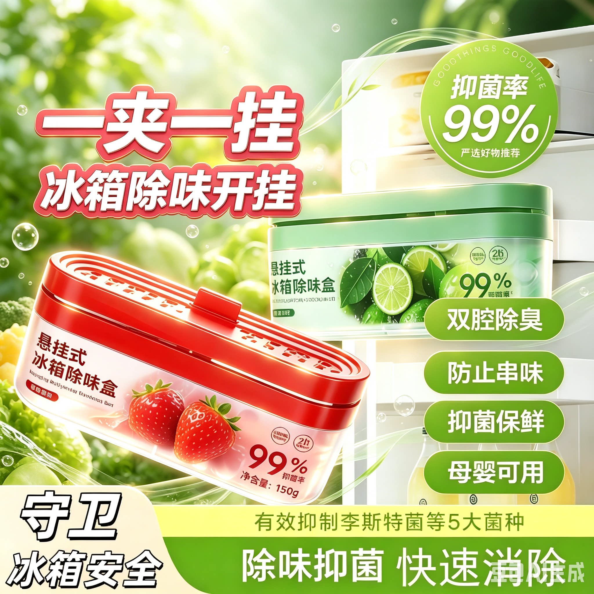 【粉丝专享】悬挂款冰箱除味盒祛味防串味双腔除味盒合集JH