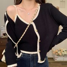 CACHE 法式甜辣风针织外套女春装2024年新款别致吊带开衫两件套