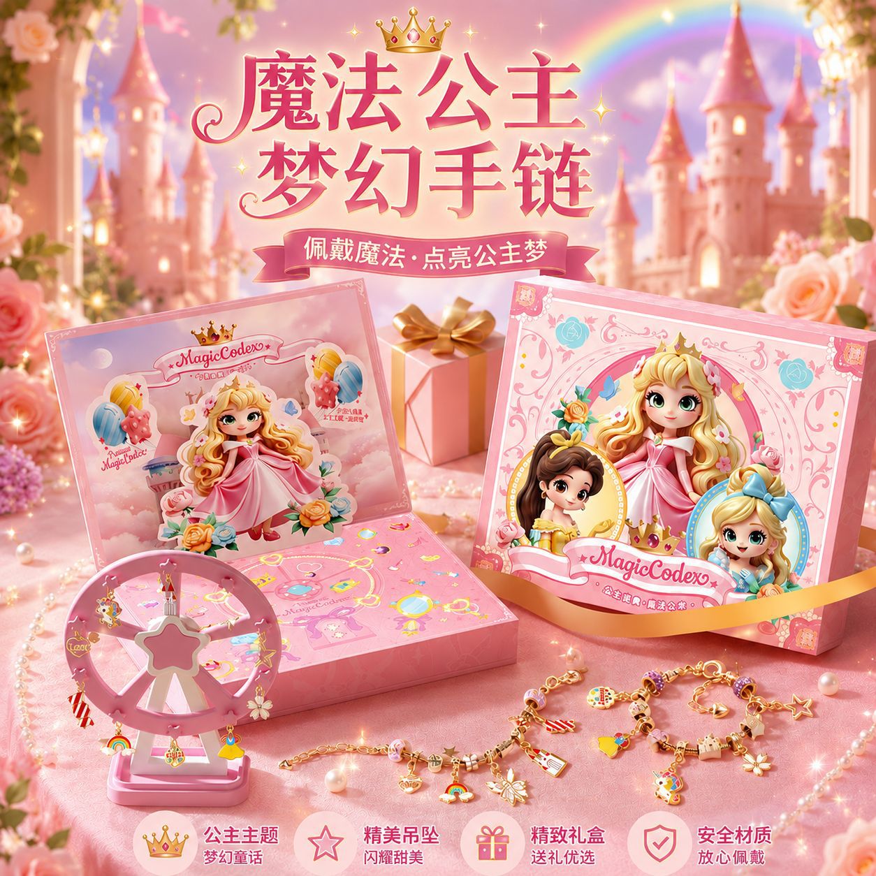 【中秋节礼物】戳戳乐礼盒DIY手链洞洞乐公主城堡女孩玩具ly