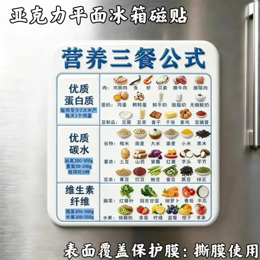 【营养三餐】亚克力磁吸冰箱贴健康营养均衡饮食创意厨房好物ZP