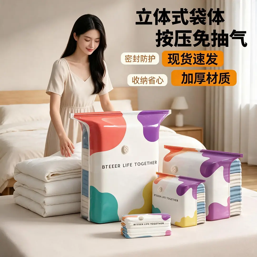 【爆款热卖】加厚家用抽压两用换季衣服棉被真空压缩收纳袋lj