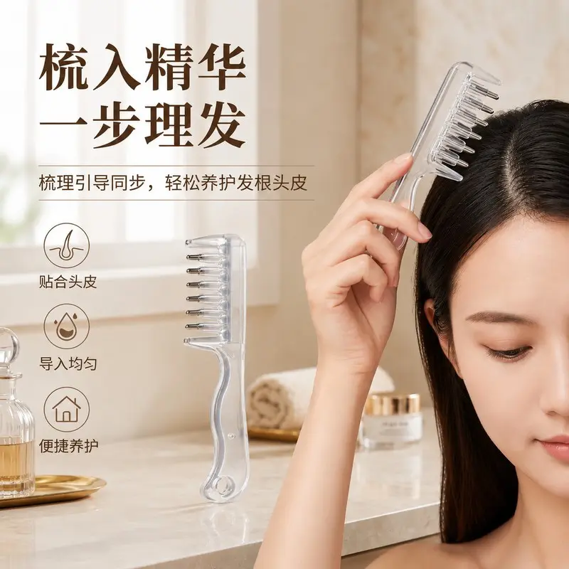 米诺头皮上药器水晶导液梳便捷日常养护便携式不脏手按摩发根ZP