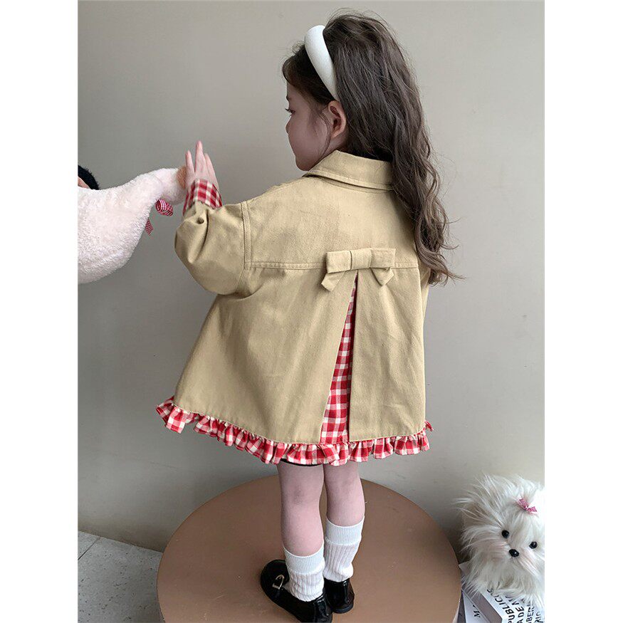 女童格子外套春秋2025新款洋气时髦儿童韩系女宝宝春季休闲风衣