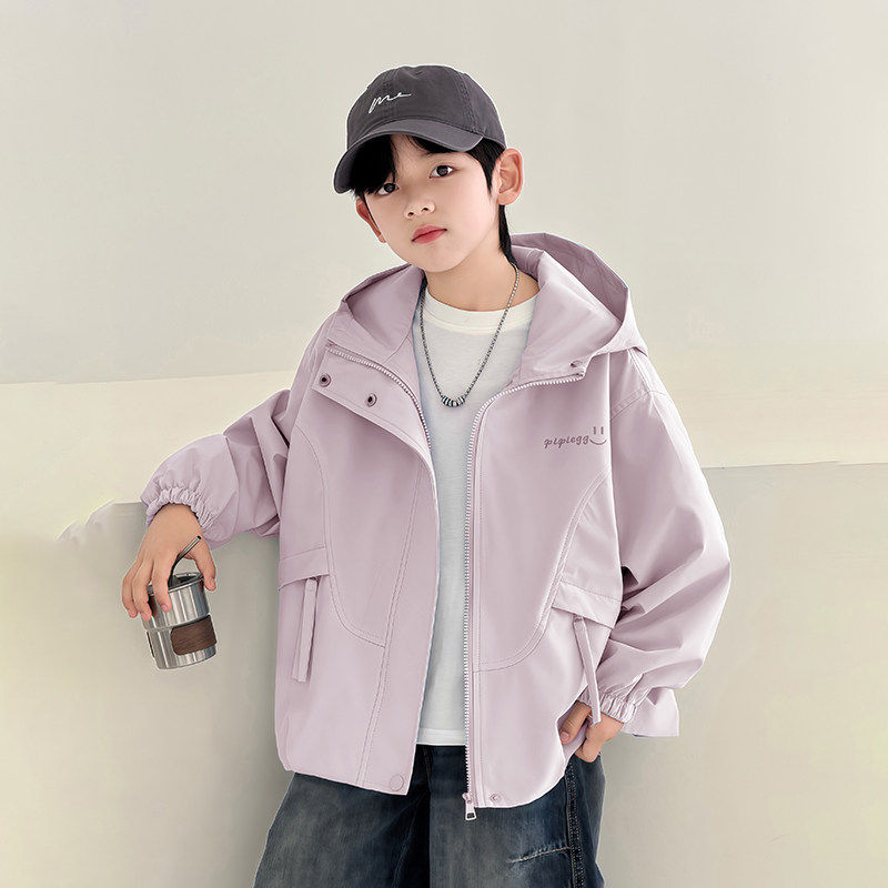 男童连帽外套2026春款休闲风拉链夹克儿童春秋装上衣学生衣服潮酷