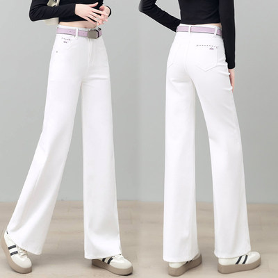白色直筒牛仔裤女2026春
