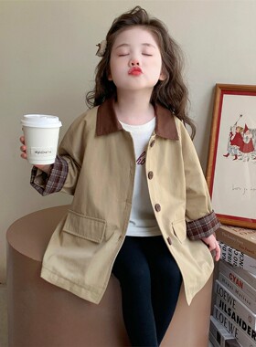 女童风衣2025新款春秋款女宝宝儿童韩版洋气秋装外套秋季休闲上衣
