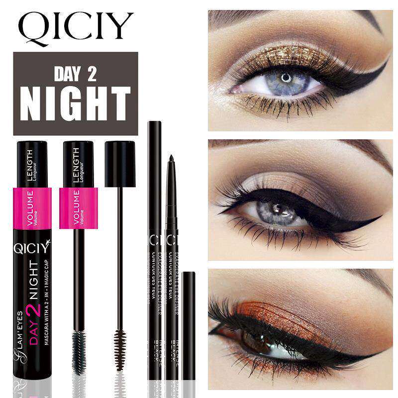 Waterproof Mascara Eyeliner Set 浓密卷翘防水睫毛膏眼线笔彩妆