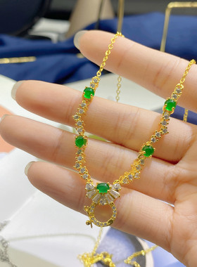 多戴葫芦扣万能项链女高档珠宝翡翠彩宝碧玺吊坠扣通用项链批发