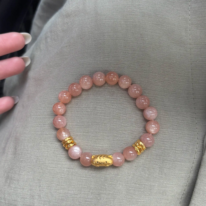 天然太阳石手串女高级感小猫咪手链轻奢小众招财转运沙金手饰批发