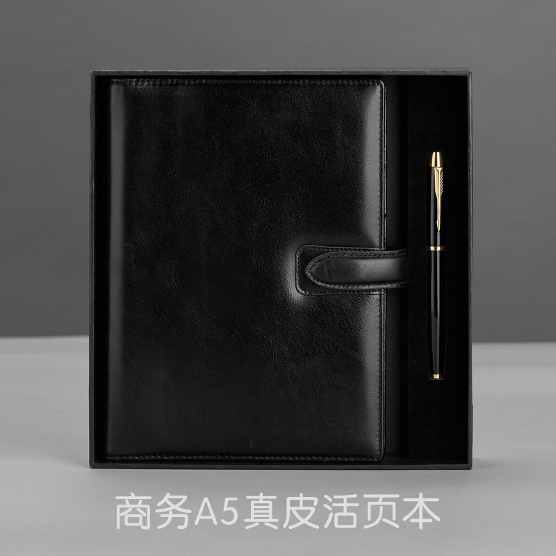 真皮本子6孔活页笔记本子商务高档手工牛皮活页本a5头层牛皮记事本封面可印logo礼盒套装礼品精美日记本定制