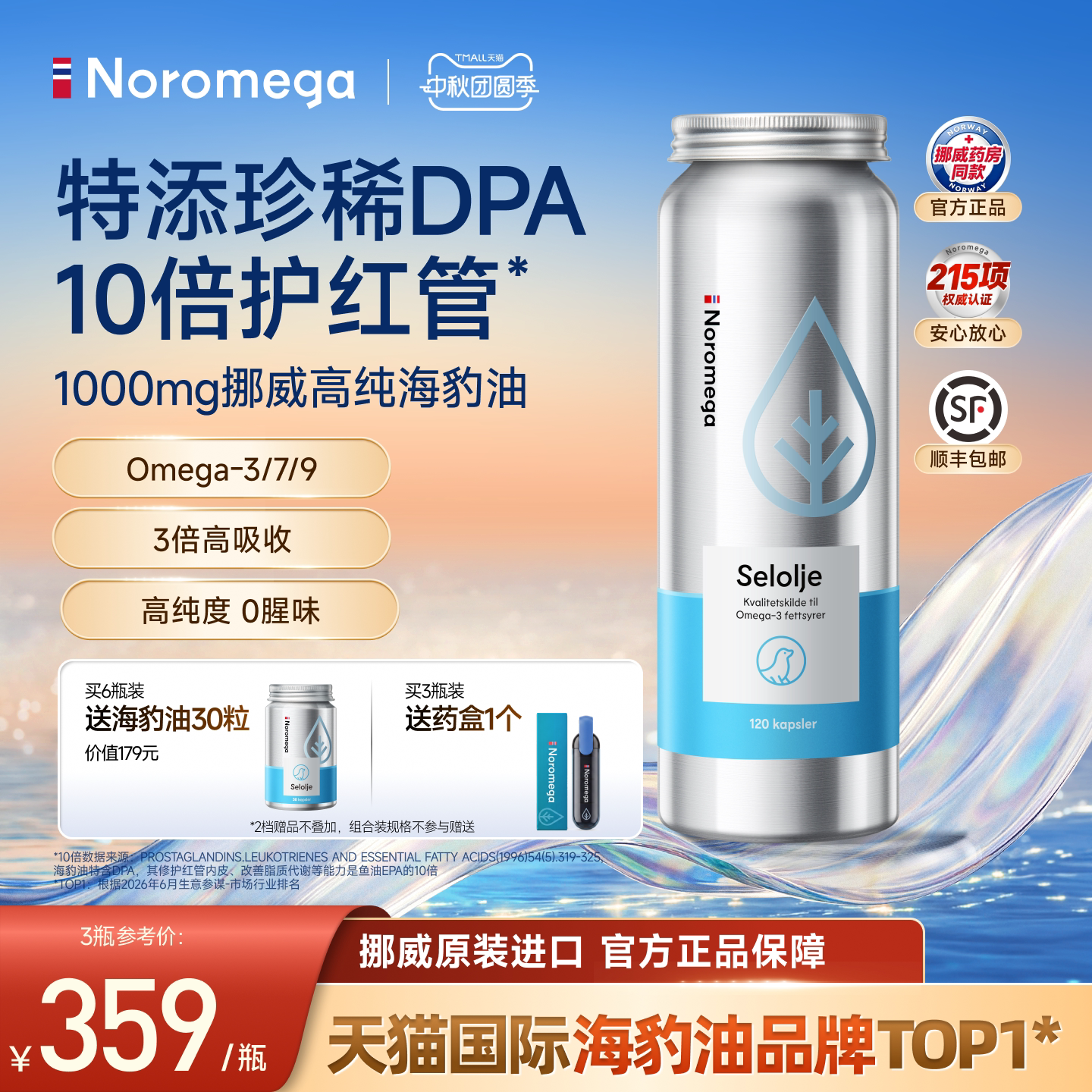Noromega挪威1000mg高纯度海豹油										