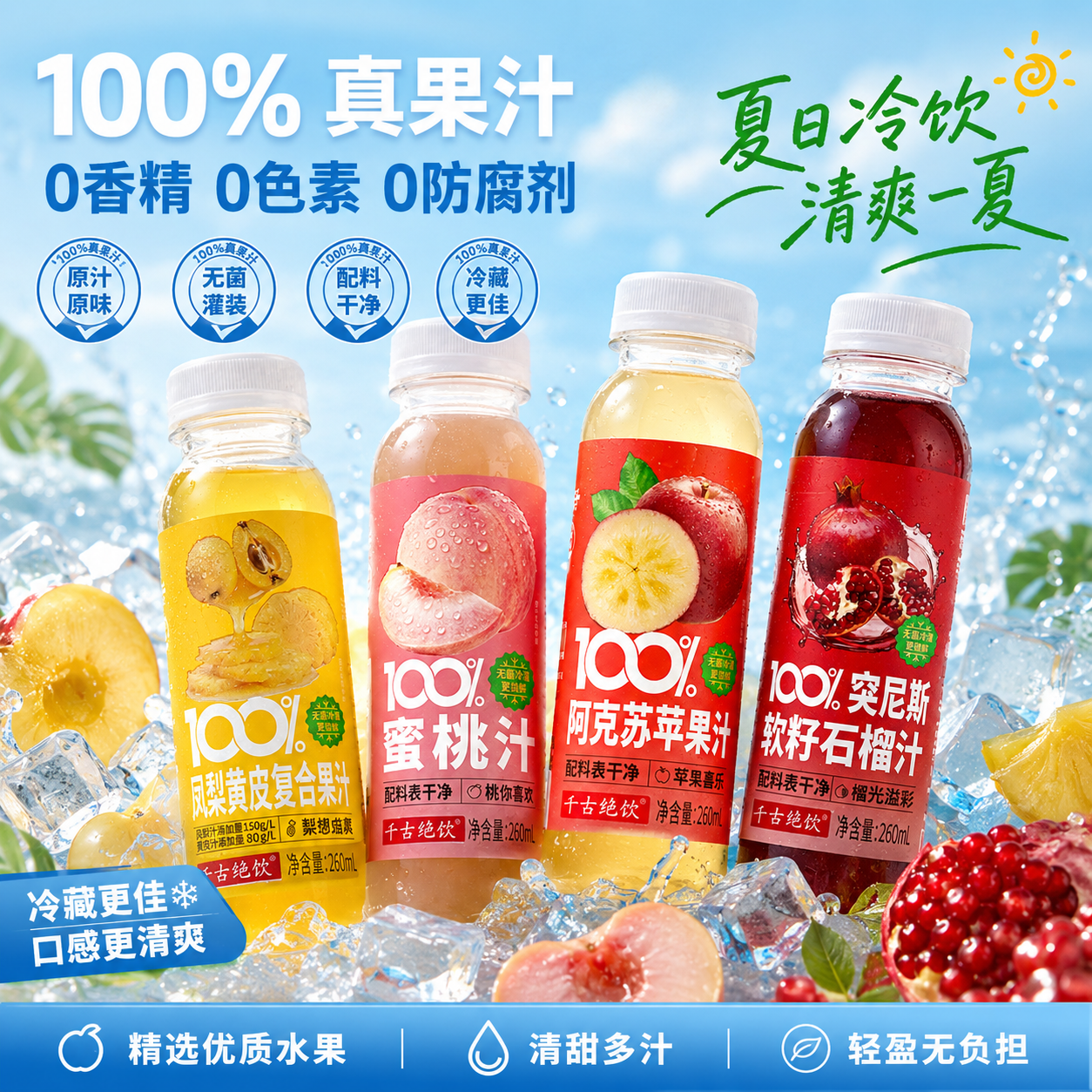 千古绝饮百分百果汁饮料