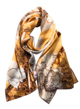 杭州丝绸莫兰迪灰色缎面丝巾真丝女春秋季长款桑蚕丝围巾披肩两用