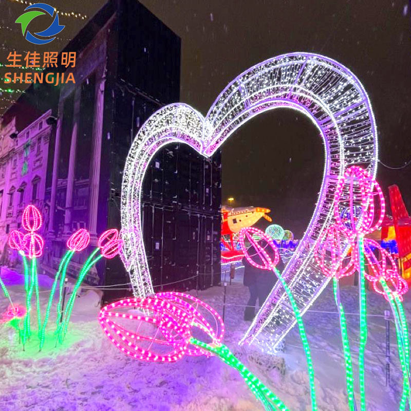 LED爱心拱门造型灯隧道长廊户外灯光节游乐场景区公园广场亮化灯