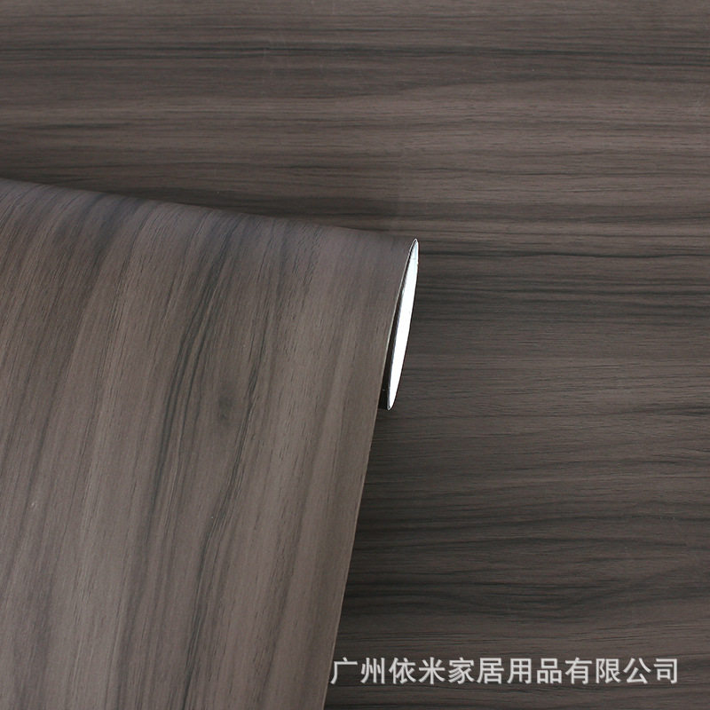 雅黑色仿木纹翻新贴纸自粘墙纸家具衣柜3d立体黑胡桃加厚防水装饰