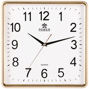 霸王钟表方形客厅时钟卧室简约挂钟中式 创意壁钟静音电子石英挂表