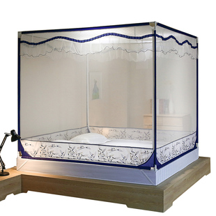 蚊帐防摔儿童家用加厚加密支架固定2021年新款 1.5m1.8米拉链纹账2