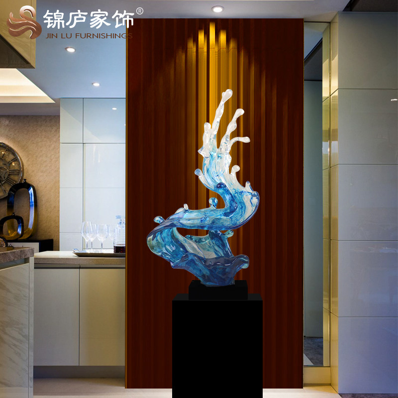 现代大型抽象仿琉璃摆件酒店大堂雕塑艺术过道样板房落地玄关摆件