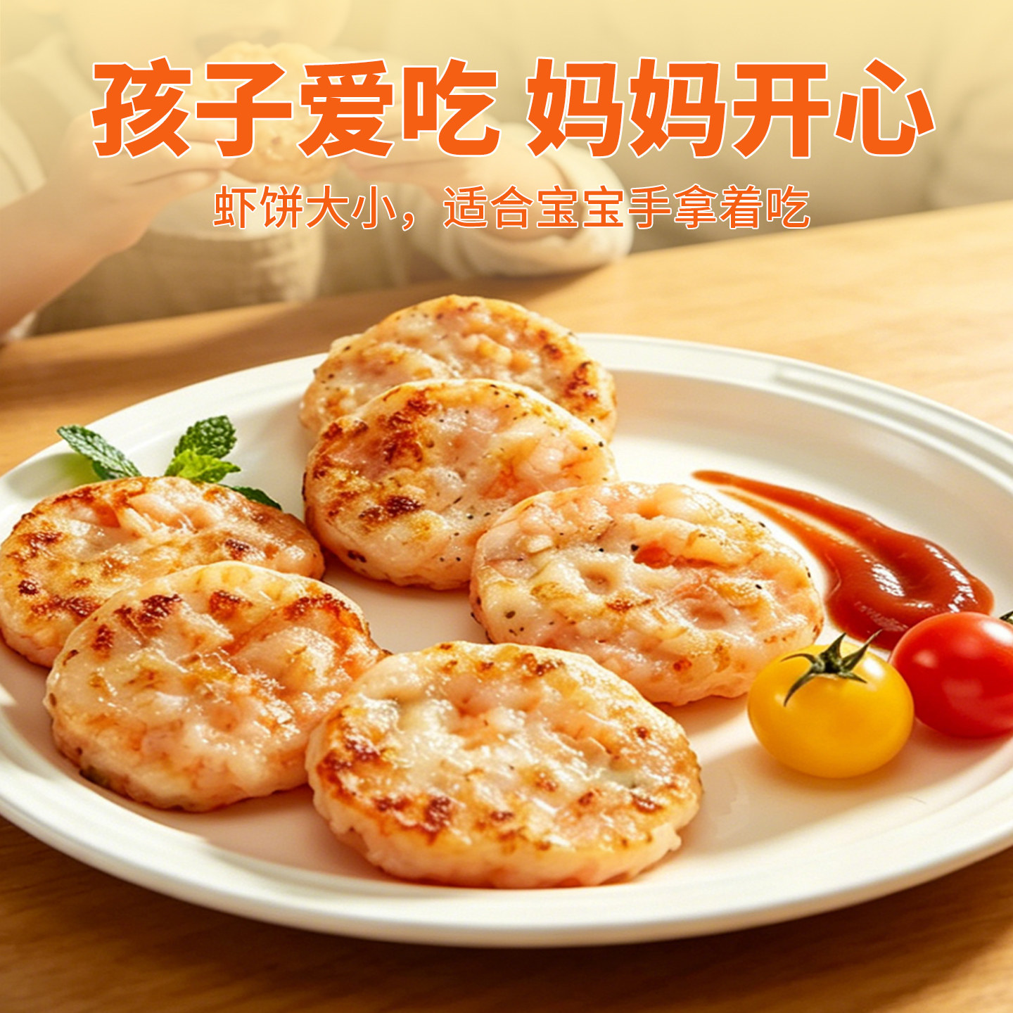 鲜美来虾饼冷冻半成品儿童宝宝早餐辅食手工月亮虾饼空气炸锅小吃