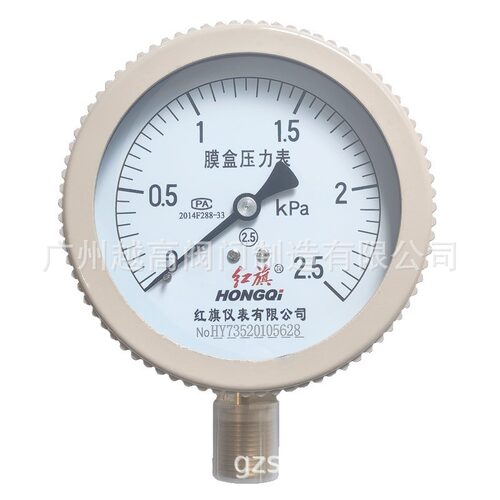 红旗牌仪表YE-100BF/YEN-100BF不锈钢耐震膜盒压力表微压千帕表