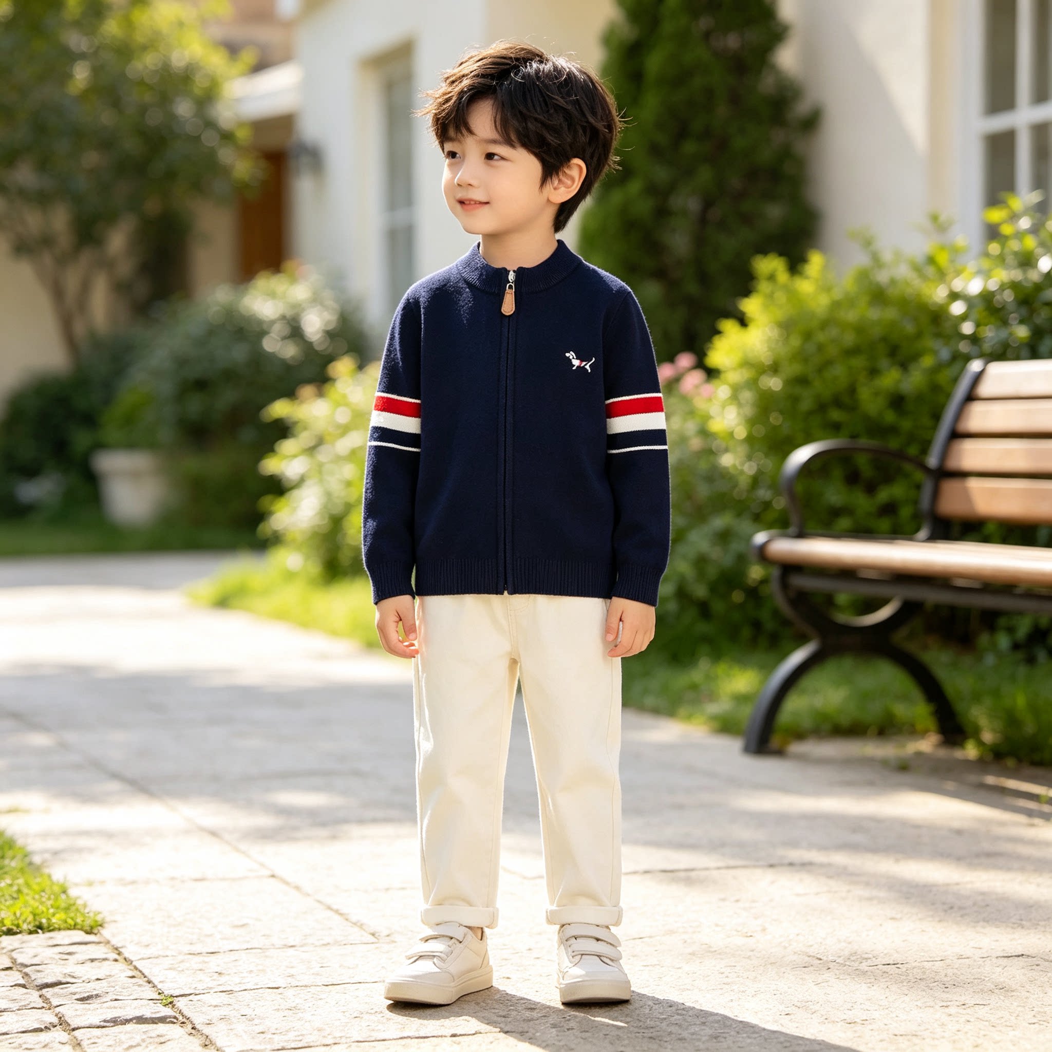 男童纯棉针织开衫柔软2026春秋装新款男童外搭毛衣外套保暖不起球