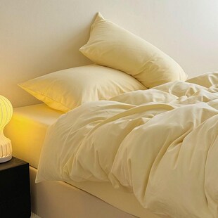 香草芝士奶油黄秋冬加厚磨毛全棉被套四件套简约纯色被罩200x230c