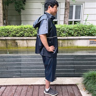 夏天新款雨衣短袖单件上衣分体套装防水电动车男女加厚全身防暴雨