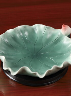 佛前供果盘陶瓷佛具供具禅意莲花盘佛堂神台上供观音家用果碟礼佛