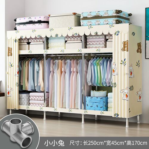 衣架置物架家用卧室简易加粗加固组装收纳落地式不占空间挂衣橱