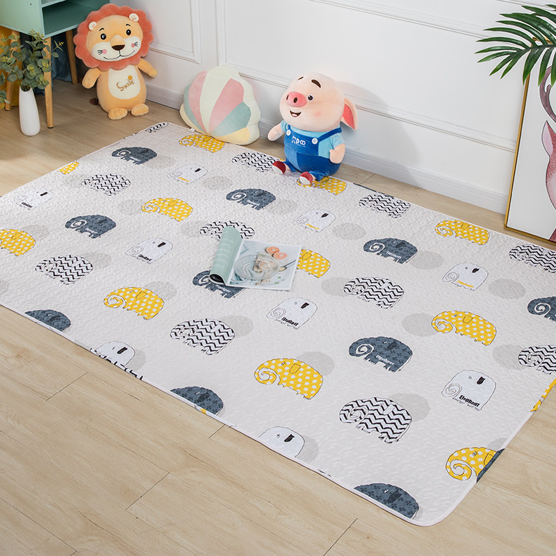 纯棉儿童地垫家用全棉布艺宝宝爬行垫床边防滑地毯榻榻米垫可机洗