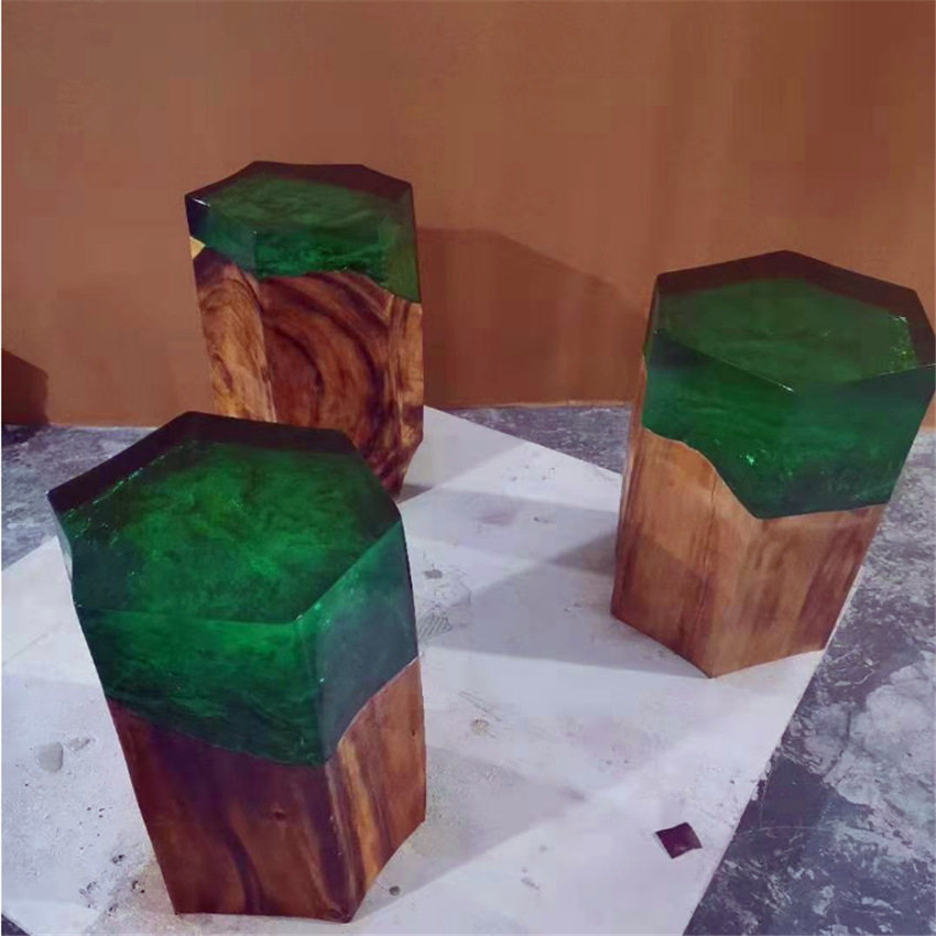环氧树脂凳子圆木墩子椅子高透明水晶艺术感雕塑摆件底座根雕造型
