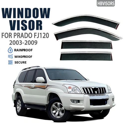 适用于PRADO FJ120不锈钢晴雨挡雨板雨眉侧窗导流板Window visor