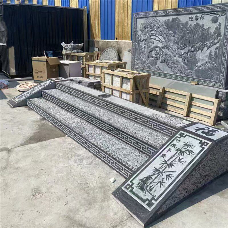 石雕踏步石青石板户外庭院别墅花园地砖天然大理石台阶脚踏石