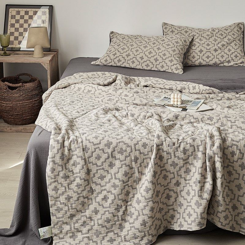 双层纱四件套空调被夏季纯棉夏凉被100全棉可机洗棉花被薄款凉被