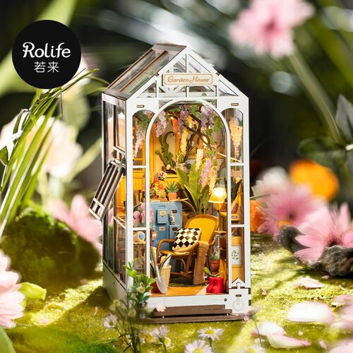 rolife若来假日花房书立diy小屋积木房子拼图拼装模型手工礼物女